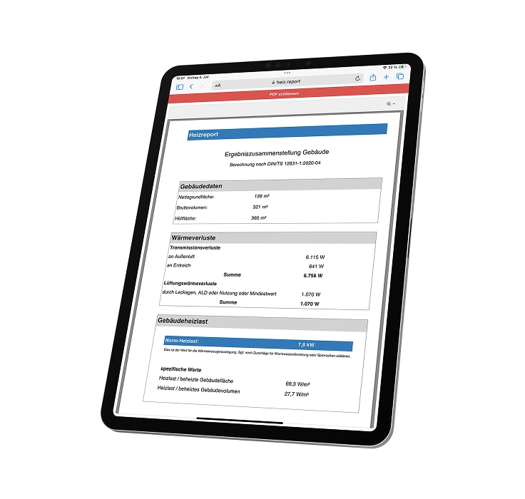 Heizlast-Report für Marburg